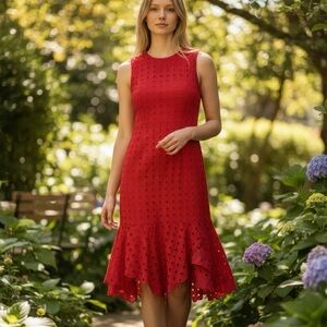 Donna Morgan Coral Eyelet Dress 0